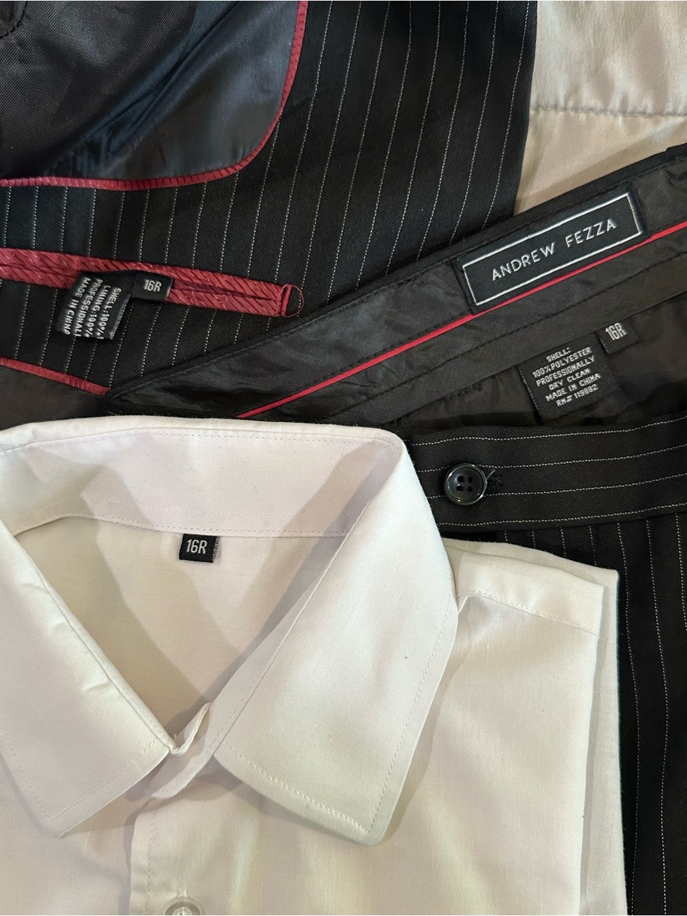 Andrew Fezza 3 Piece Suit - Black Pinstripe - Boys 16R - Picture 5 of 5